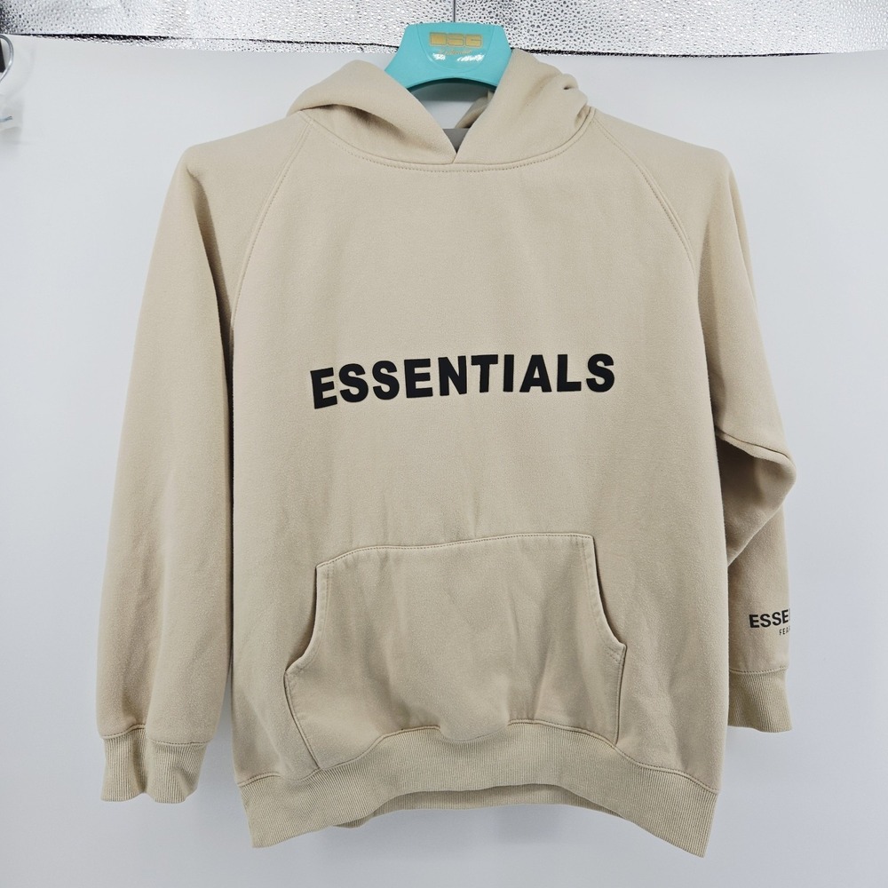 Size Large Fear of God Essentials Cream Logo Pullover Hoodie Sweatshirt